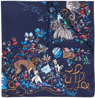 Ferragamo Floral-Print Silk Scarf
