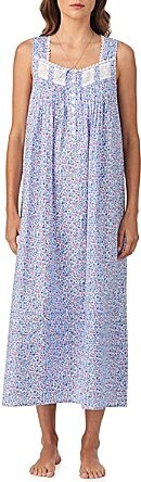 Eileen West Floral Print Sleeveless Sweetheart Neck Woven Ballet Nightgown