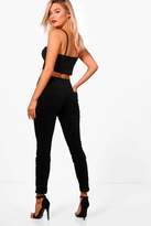 Thumbnail for your product : boohoo Black Velvet Skinny Jeans