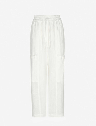 Whistles Relaxed tapered-fit mid-rise linen trousers