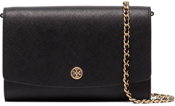 Tory Burch Logo Applique Chain Leather Wallet Shopstyle