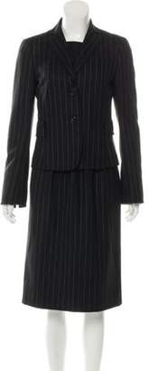Akris Punto Wool Pinstripe Dress Set Black Wool Pinstripe Dress Set