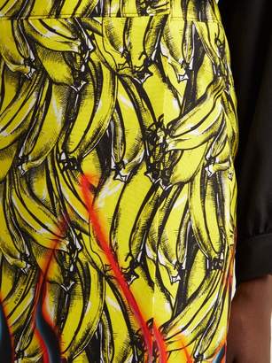 Prada Banana And Flame Print Wrap Cotton Skirt - Womens - Yellow Print