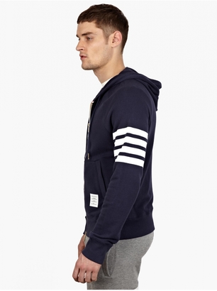 Thom Browne Men’s Navy Zip-Up Hooded Sweatshirt