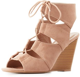 Charlotte Russe Lace-Up Slingback Wedge Sandals