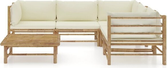 VidaXL vidaXLGardenLoungeSetCreamWhiteBambooPolyesterFabric6-pieceset