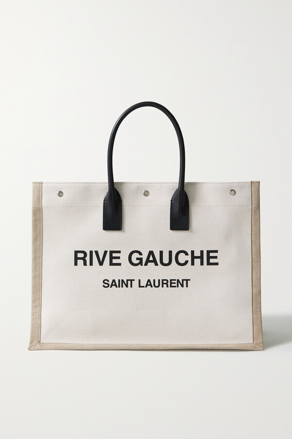 Saint Laurent Rive Gauche Leather-trimmed Printed Canvas Tote - Off-white -  ShopStyle