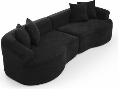George Oliver Luxurious Comfort Chenille Modern Curved Sofa For Living Room