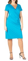 Thumbnail for your product : 24seven Comfort Apparel Plus Size Short Sleeve V-neck Faux Wrap Dress