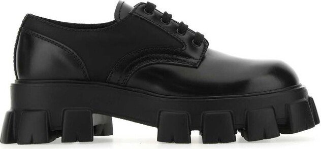 Prada Monolith Chunky-sole Leather Derby Shoes - Black - ShopStyle