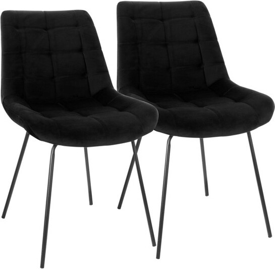 Elama Elama2PieceTuftedChairinBlackwithMetalLegs