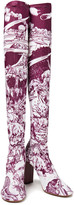 Thumbnail for your product : Neous Restrepia Leather-trimmed Printed Stretch-jersey Over-the-knee Boots