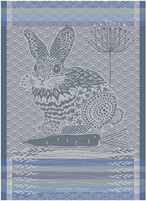 Garnier Thiebaut Garnier Thiebaut, Lapin Bleu Design, (Rabbit, Blue) French Jacquard Kitchen / Tea Towel, 100 Percent Cotton