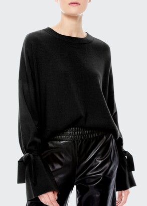 Alice + Olivia Leighton Relaxed Pullover with Tie Cuffs