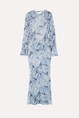 Georgia Alice Giselle Open-back Printed Cotton And Silk-blend Crepon Maxi Dress - Blue