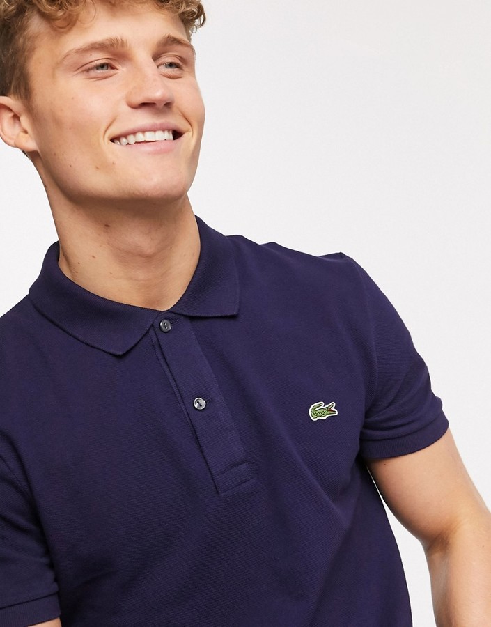 Lacoste slim fit pique polo in navy - ShopStyle