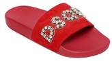 Thumbnail for your product : DSQUARED2 CRYSTAL LOGO SUEDE SLIDE SANDALS
