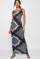 Thumbnail for your product : boohoo Mono Paisley Scoop Neck Maxi Dress