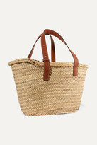 Thumbnail for your product : Loewe Paula's Ibiza Medium Leather-trimmed Woven Raffia Tote - Beige