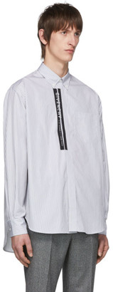 Givenchy White and Black Striped Logo Shirt