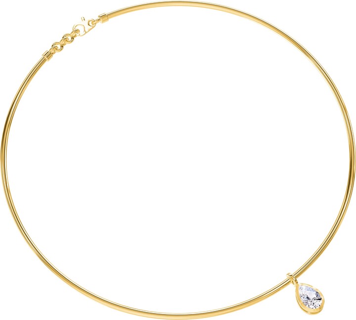 Diamond2Deal 14k Yellow Gold 1 Ct Pear Cut Lab Grown Diamond Pendant Necklace 18\