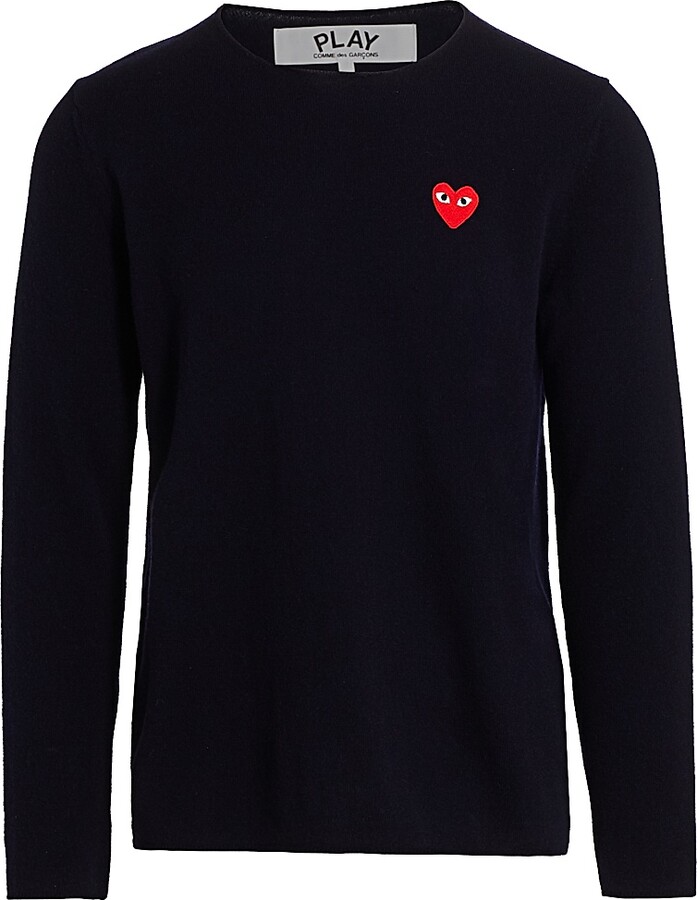 Comme des Garçons PLAY Men's Signature Wool Sweater - Black - Size XL