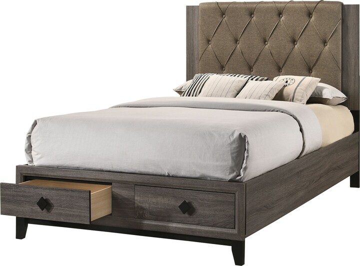GEROJO Transitional Avantika Eastern King Storage Bed with Diamond