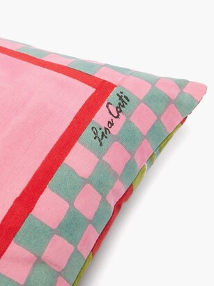 LISA CORTI Corolla Frida-print Cotton Cushion - Pink