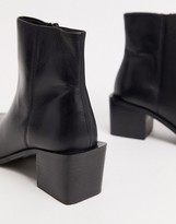Thumbnail for your product : ASOS DESIGN Refresh leather square toe heeled boots in black