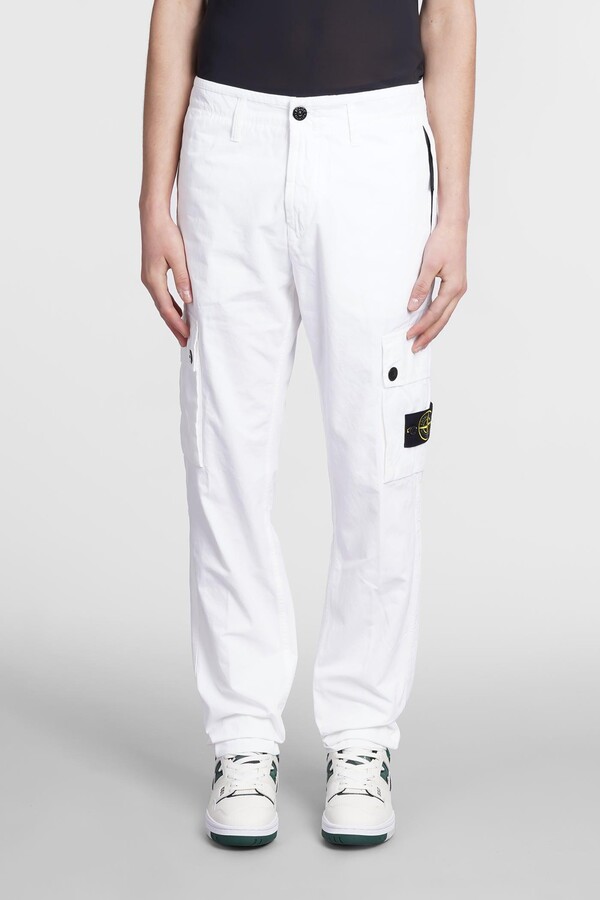 Stone Island Pants In White Cotton - ShopStyle