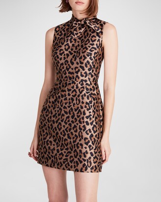 Leopard Jacquard Bodycon Mini Dress
