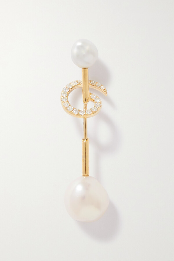 Anissa Kermiche Betty 14-karat Gold, Pearl And Diamond Single