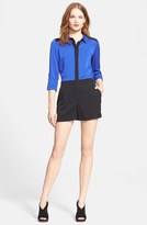 Thumbnail for your product : Milly Colorblock Stretch Silk Crepe Romper