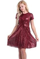 Thumbnail for your product : YiZYiF Women's Sequin Cocktail Party Short Sleeve Bridesmaid Skater Dress