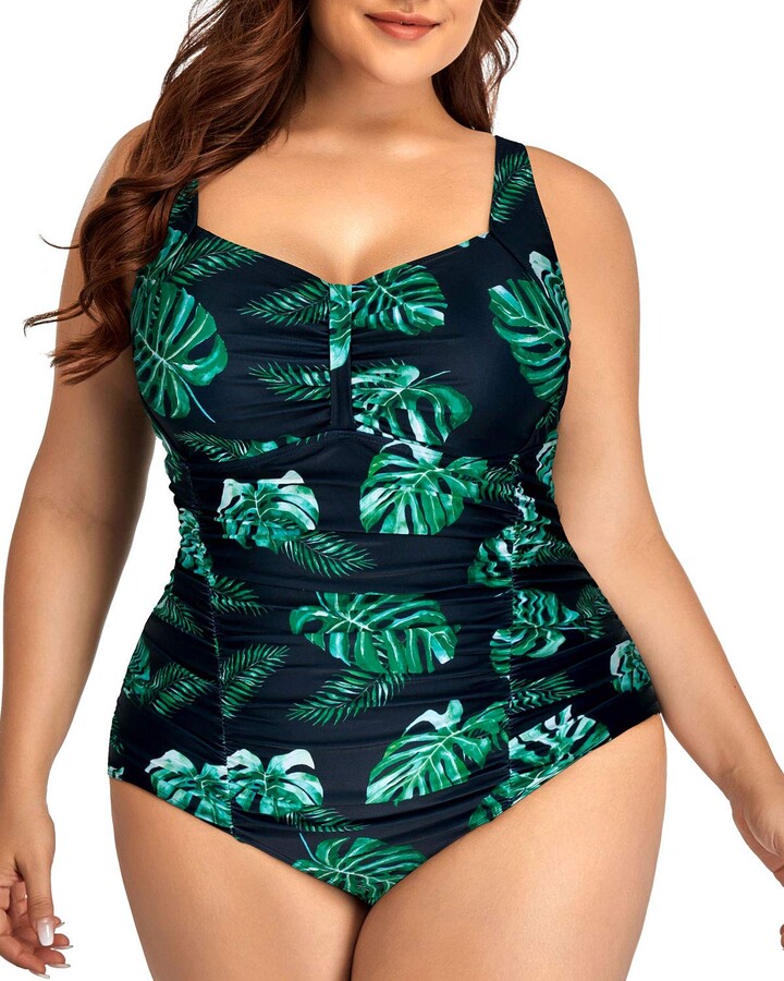DANIFY Womens Plus Size Retro High Waisted Bikini Bottom Ruched Swim Short Tankinis 