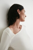 Thumbnail for your product : Warehouse Asymmetric Neck Long Sleeve Topivory