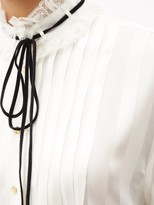 Thumbnail for your product : Dolce & Gabbana High-neck Stripe-jacquard Silk-blend Blouse - White