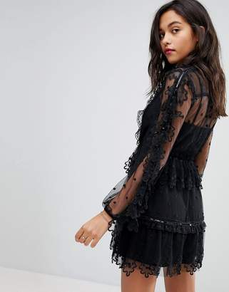 Stevie May Emroidered Floral Lace Mini Dress