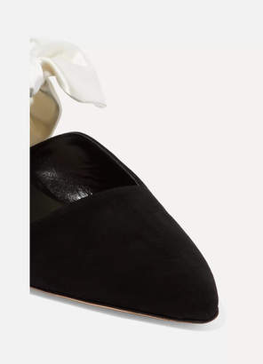 The Row Coco Suede And Satin Mules - Black