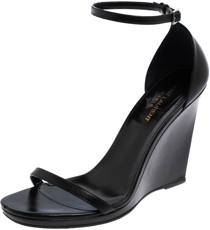 black ankle strap wedges