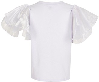 River Island Girls Diamnte Organza Sleeve T-Shirt-Lilac