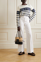 Thumbnail for your product : La Ligne Striped Crocheted Cotton Sweater - Navy - x small