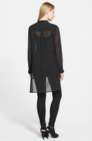 Thumbnail for your product : Eileen Fisher Mandarin Collar Long Silk Shirt (Regular & Petite)