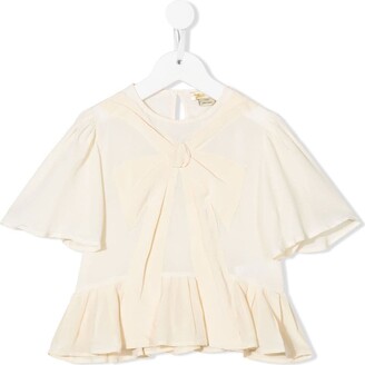 Stella McCartney Kids TEEN bow-detailk silk blouse