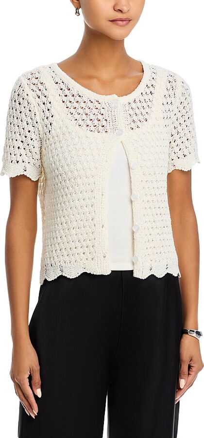 FORE Eyelet Crocheted Cardigan