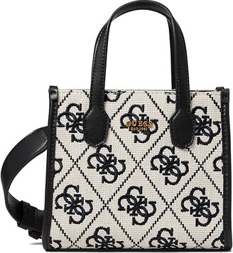 Tory Burch African Inspired Large Canvas Tote Bag Black Ivory Tan