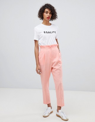 ASOS DESIGN tailored casual linen trouser with frill waist