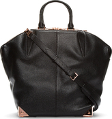 Thumbnail for your product : Alexander Wang Black Leather & Rosegold Structured Emile Large Tote