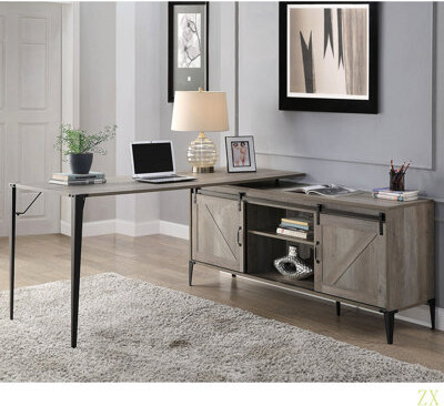 One Allium Way L-Shape Writing Desk With Cabinet