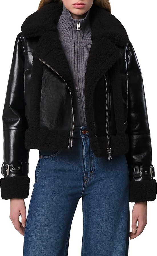 Women's Jay Shiny Faux-Leather Jacket - Noir - Size Medium
